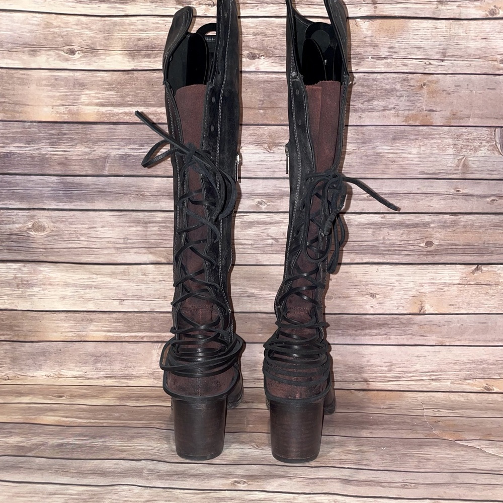 Freebird by Steven Distressed Leather Lace-up Coal Boot in Black - Gray - Picture 6 of 13